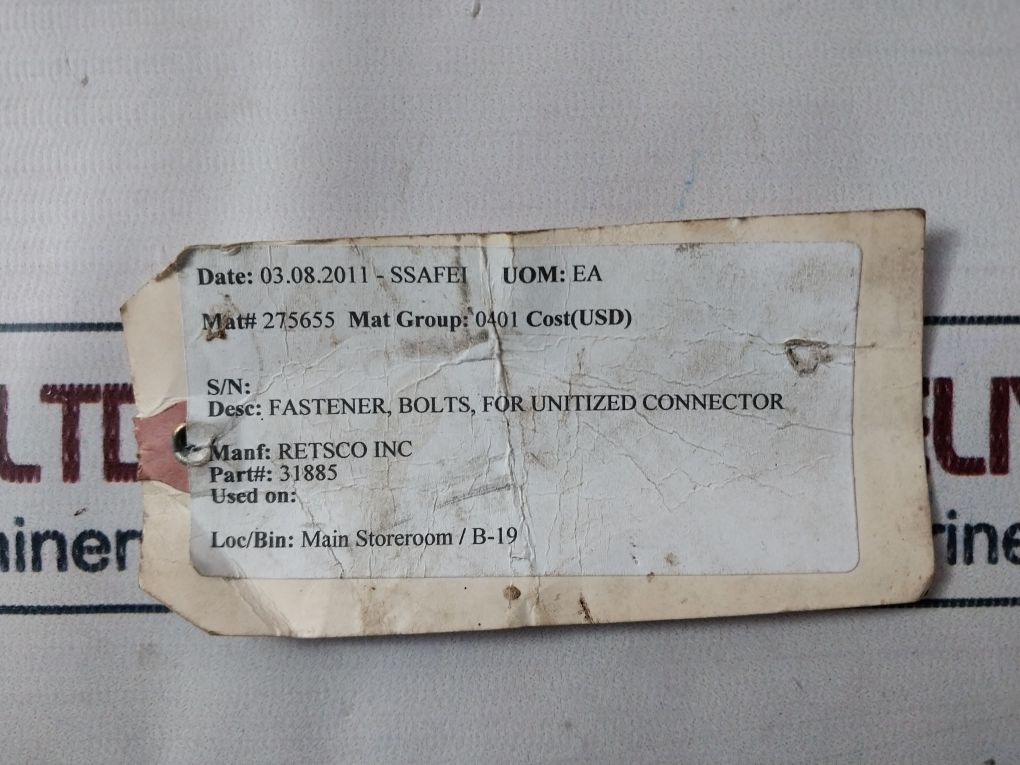 Retsco 31885 Bolt Valve