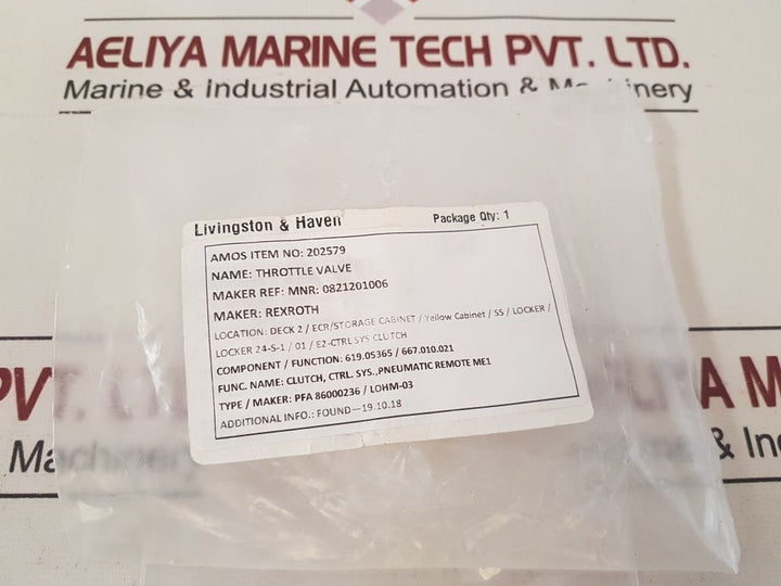 Rexroth 0821201006 Throttle Valve