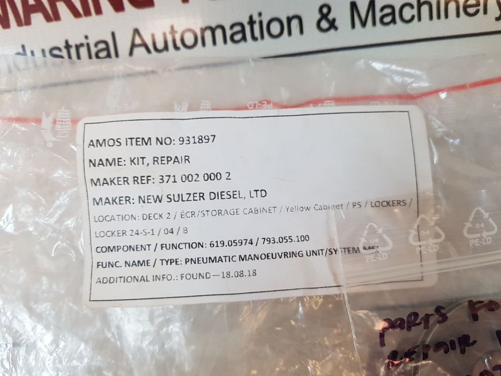 Rexroth 371 002 000 2 Repair Kit
