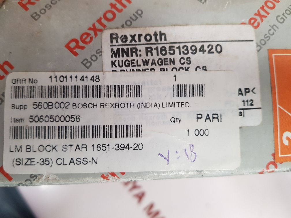 Rexroth R165139420 Ball Carriage