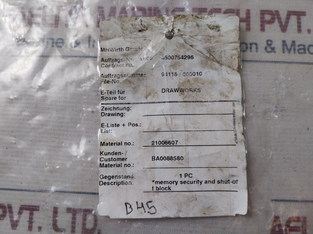 Rexroth R901333524 Memory Security And Shut-off Block