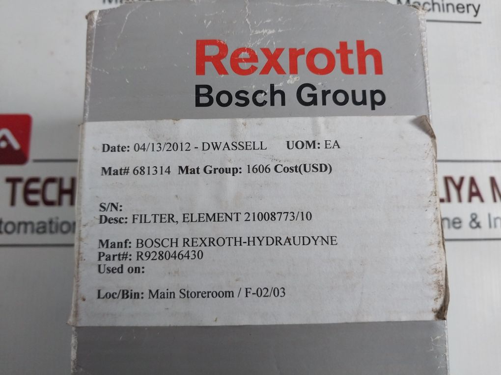 Rexroth R928046430 Hydraulics Filter Element 6.225 G25-s00-0-0