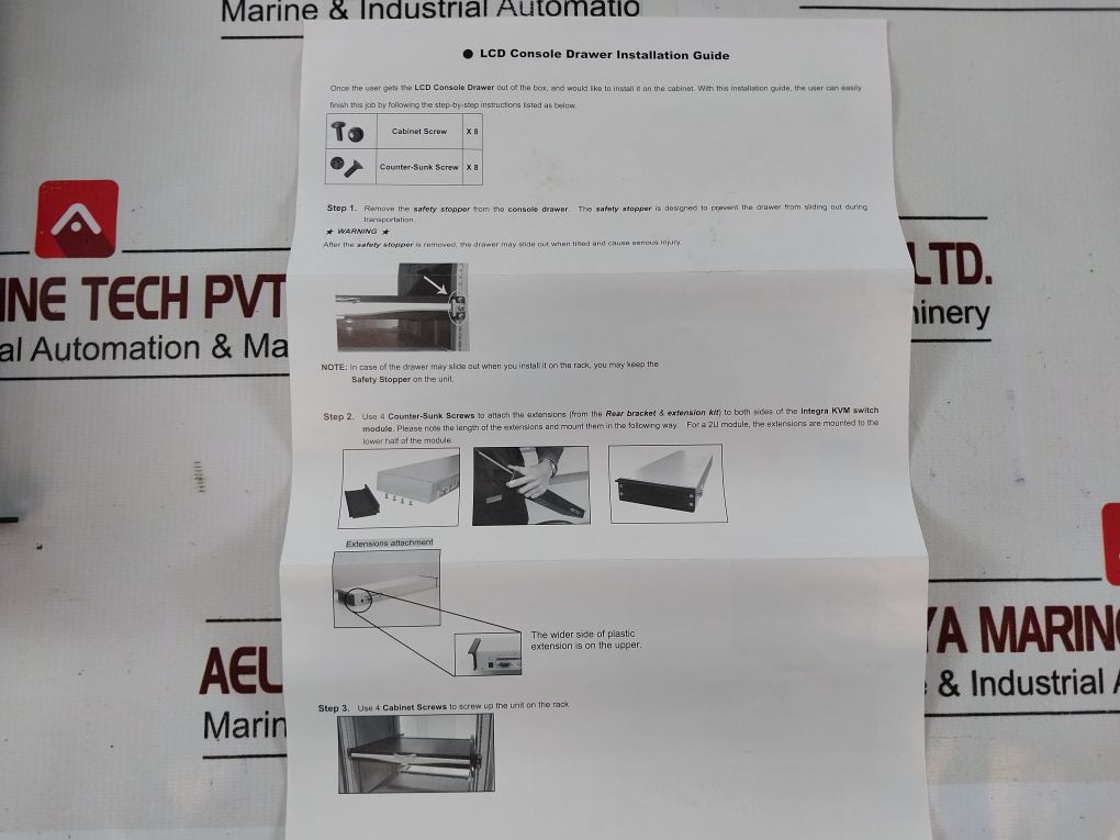 Rextron Integra Pro Kvm2 Lcd Console Drawer With Keyboard,Touchpad And Adapter