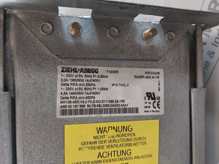Ziehl-abegg Rg28P-4Ek.4I.1R Cooling Fan 230V 50/60Hz