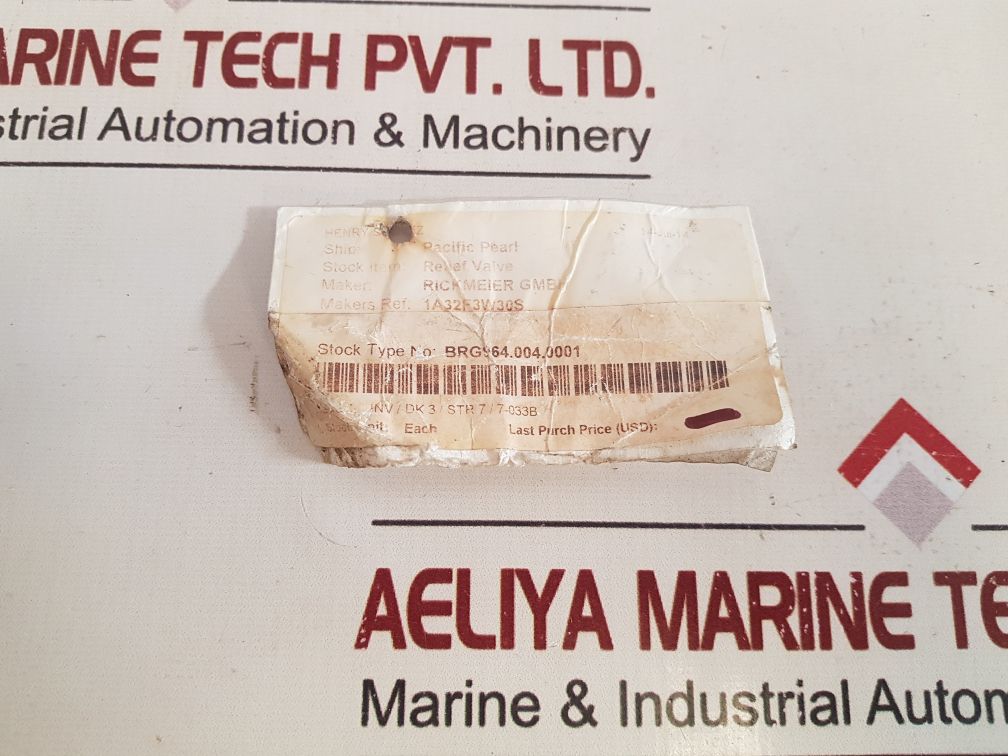 Rickmeier 1A32F3W30S Relief Valve