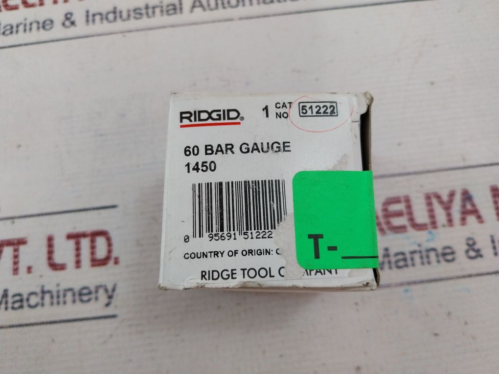Ridgid 51222 Pressure Gauge 0-60 Bar