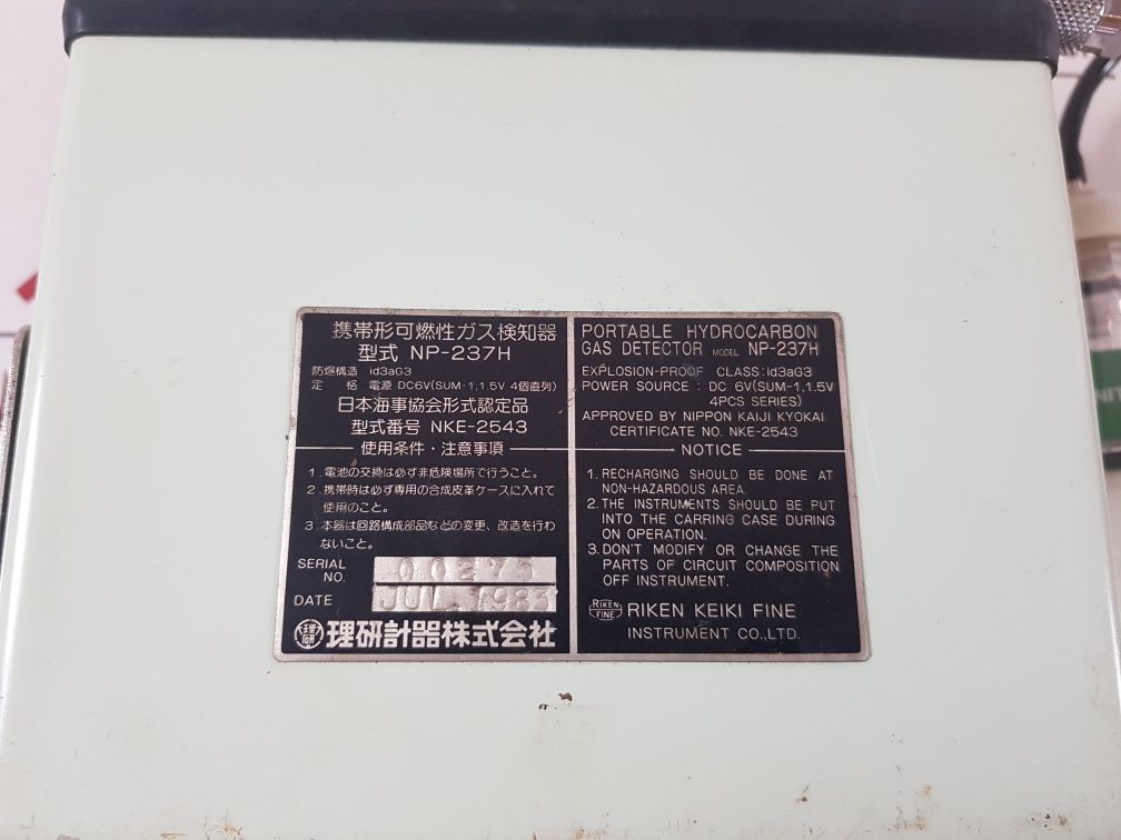 Riken Keiki Np-237H Portable Hydrocarbon Gas Detector Ch4