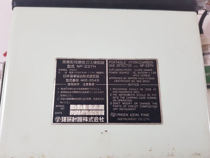 Riken Keiki Np-237H Portable Hydrocarbon Gas Detector Ch4