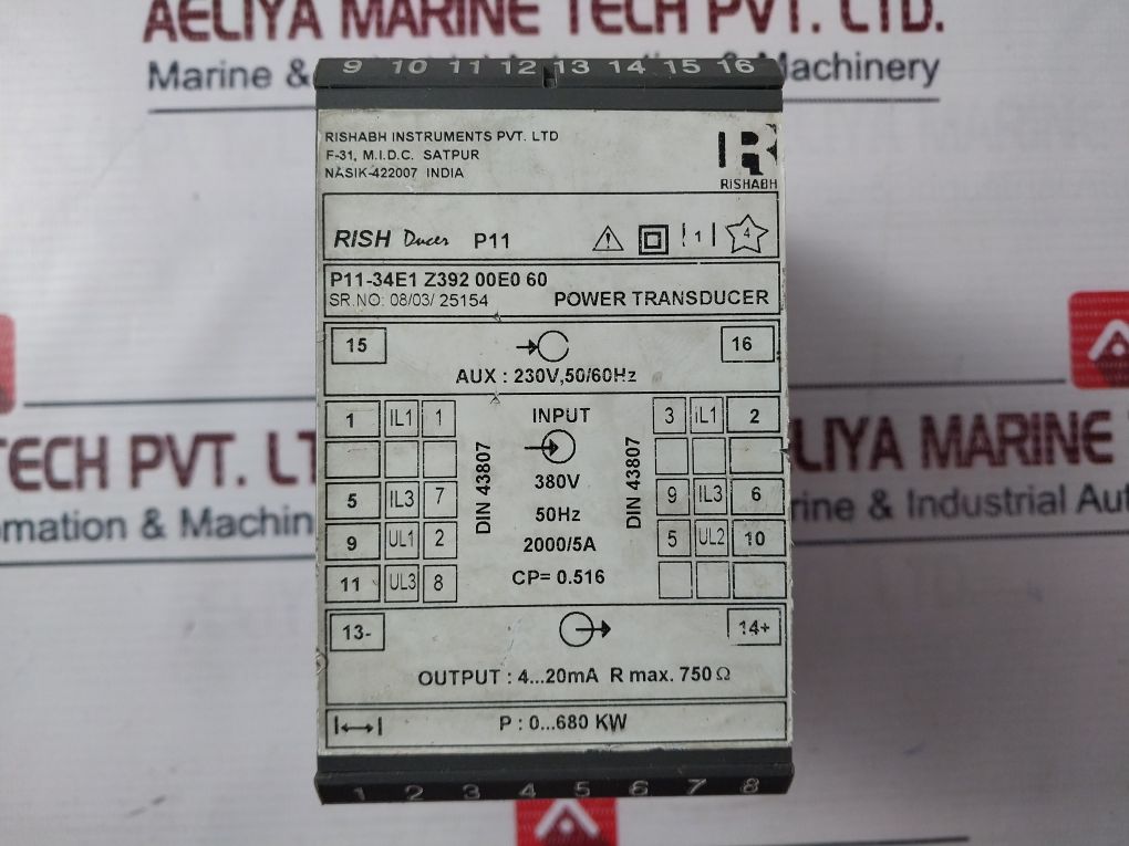 Rishabh P11-34E1 Z392 00E0 60 Power Transducer 230V, 50/60Hz