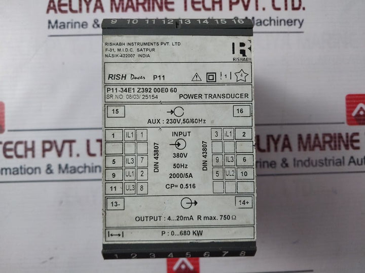 Rishabh P11-34E1 Z392 00E0 60 Power Transducer 230V, 50/60Hz
