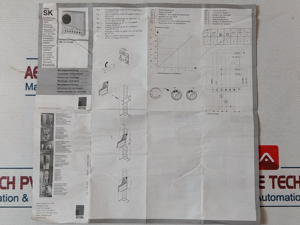 Rittal Sk3110000 Temperature Regulator Thermostat 114054-3110 Rev F