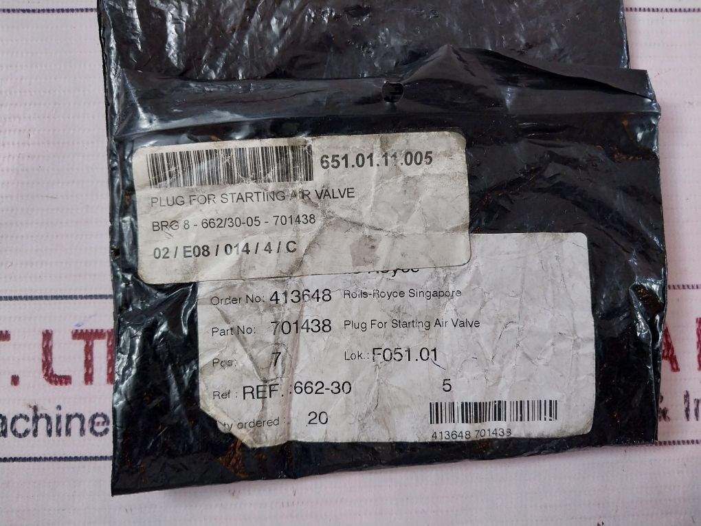 Lot Of 24x Rolls-royce 701438 Plug For Starting Air Valve