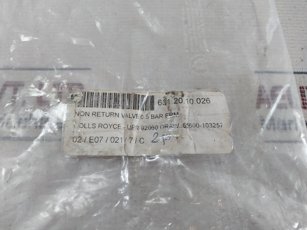 Rolls Royce 0.5 Bar Erm Non Return Valve