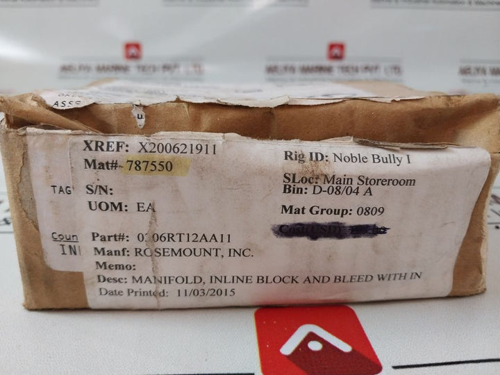 Rosemount C30611-1125-0000 Manifold Block And Bleed/Valve 0306Rt12Aa11