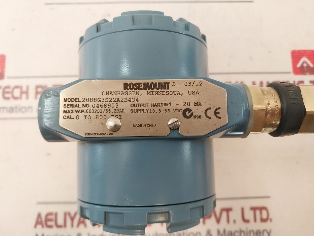 Rosemount 2088G3S22A2B4Q4 Pressure Transmitter 0 To 800 Psi