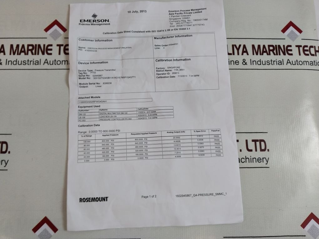 Rosemount 300S1Kad1E7M5T1 Pressure Transmitter 3051S2Tg3A3B11A1Kd1E7M5P1Q4Qtt1