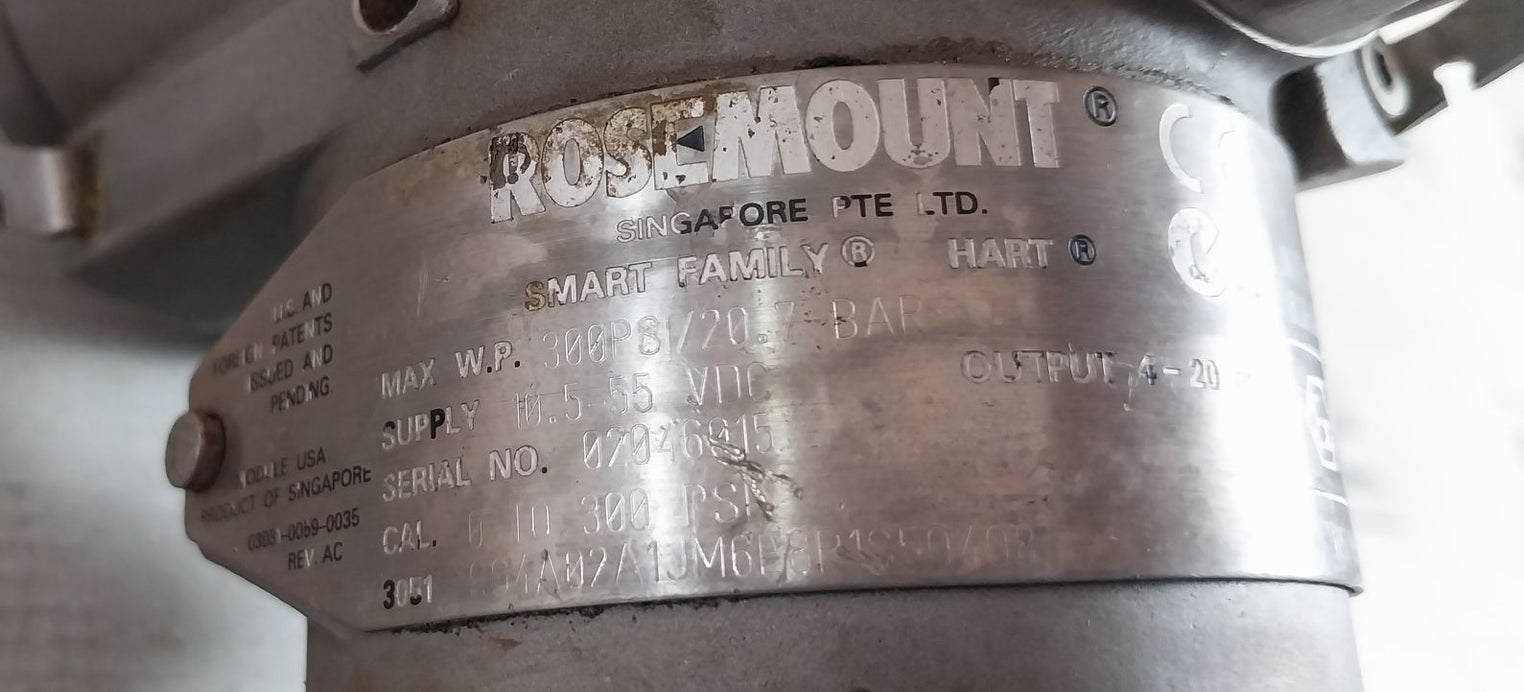 Rosemount 3051 Cg4A02A1Jm6E8P1S5Q4Q8 Pressure Transmitter 10.5-55 Vdc