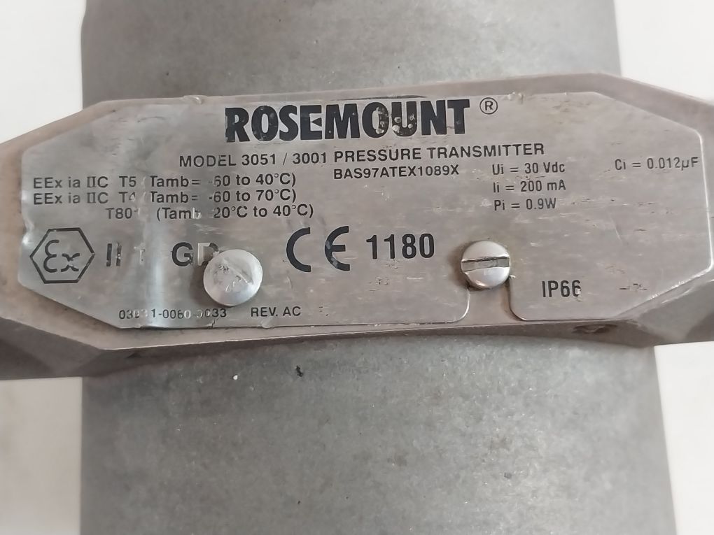 Rosemount 3051 Cg4A02A1Ks511M6P1Q4 Pressure Transmitter 10.5-55 Vdc
