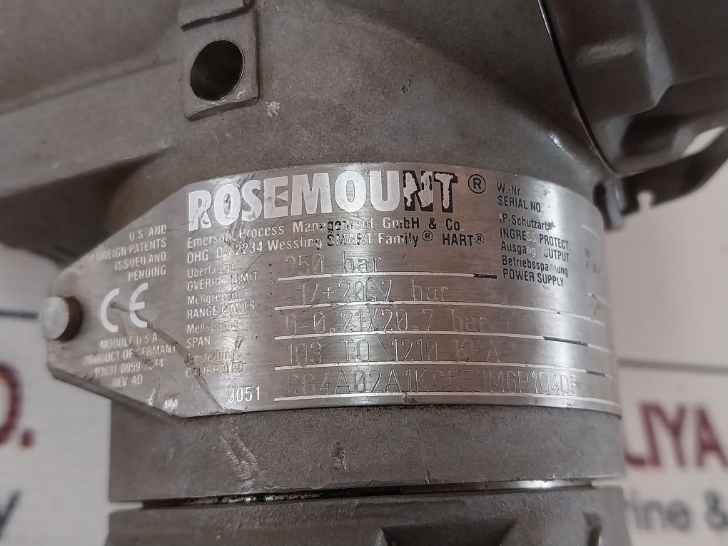 Rosemount 3051 Cg4A02A1Ks5E8M6P1Q4Q8 Pressure Transmitter