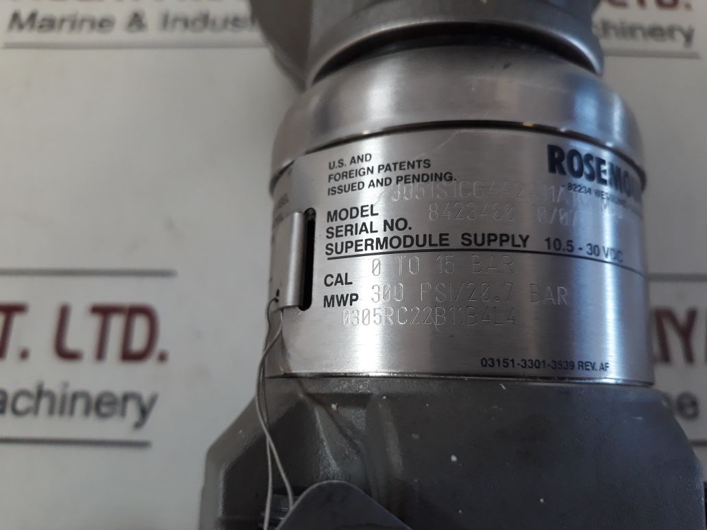 Rosemount 3051S1Cg4A2A11A1Kk1M5Q4Q8 Pressure Transmitter 15 Bar