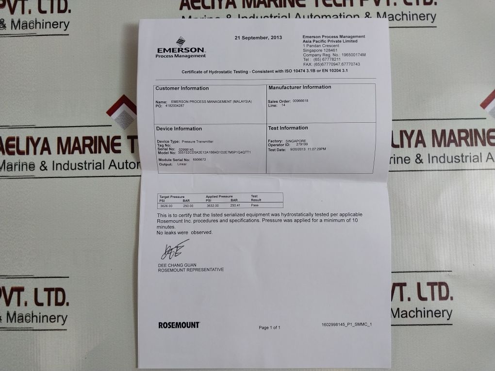 Rosemount 3051S2Cd5A2E12A1Bb4D1D2E7M5P1Q4Qtt1 Pressure Transmitter