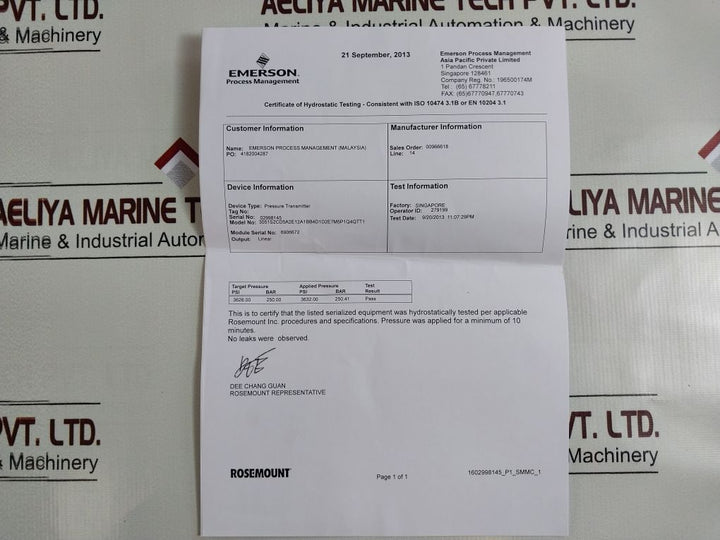 Rosemount 3051S2Cd5A2E12A1Bb4D1D2E7M5P1Q4Qtt1 Pressure Transmitter