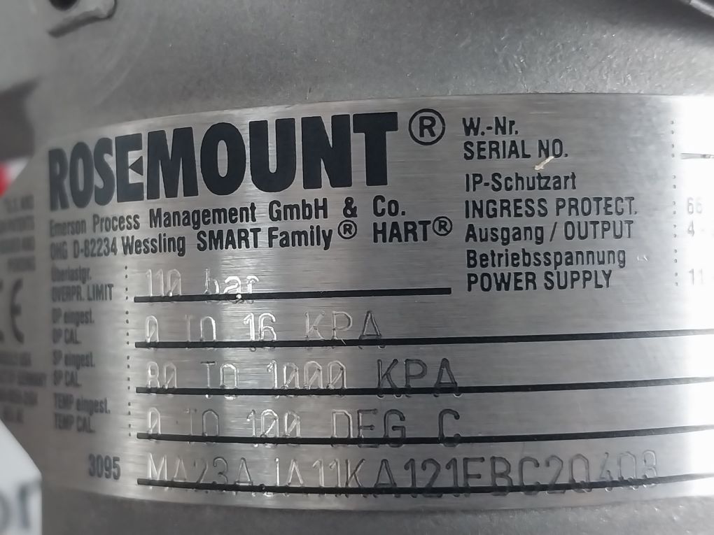 Rosemount 3095 Ma23Aja11Ka121Fbc2Q4Q8 Flow Meter