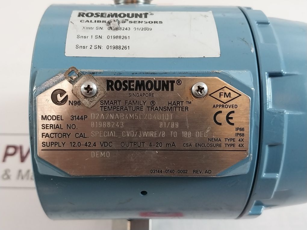 Rosemount 3144P D2A2Nab4M5C2Q4U1Qt Temperature Transmitter 12-42.4 Vdc 4-20Ma