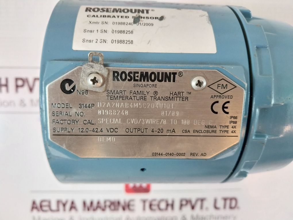 Rosemount 3144P D2A2Nab4M5C2Q4U1Qt Temperature Transmitter 12-42.4 Vdc