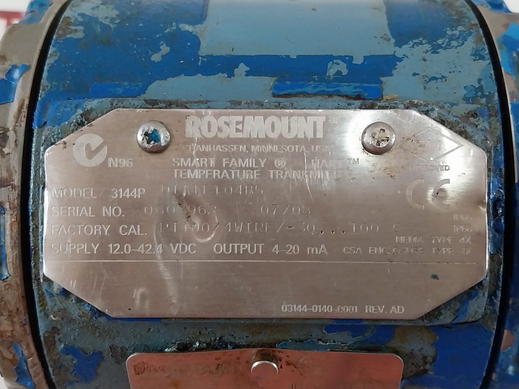 Rosemount 3144P D1A1E104B5 Temperature Transmitter Rev Ad Ip 66/68