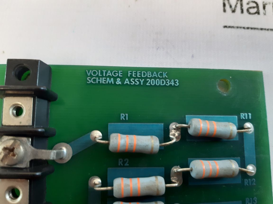 Ross Hill Controls 200D343 Voltage Feedback Schem & Assy 0509-3000-19