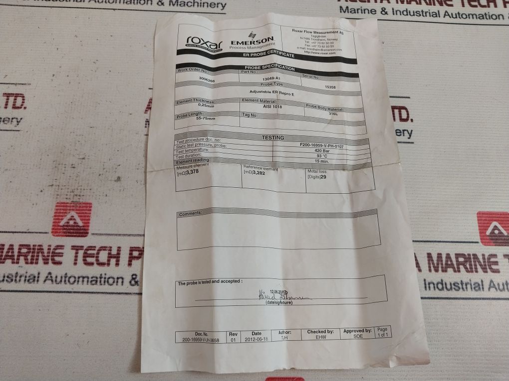 Roxar 13049-a1 Electrical Resistance Probe 0,25Mm