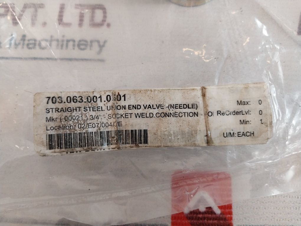 Rubinetterie Dn-1/2 Straight Steel Union End Valve (Needle) 