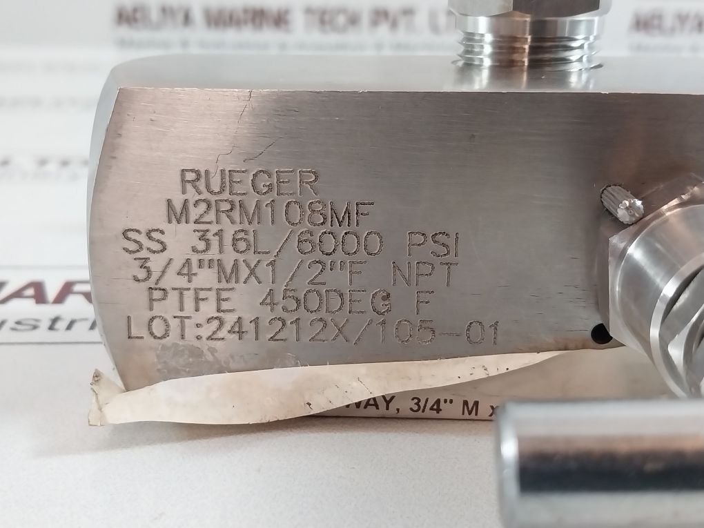 Rueger Ss 316L/ 6000 Psi Needle Valve