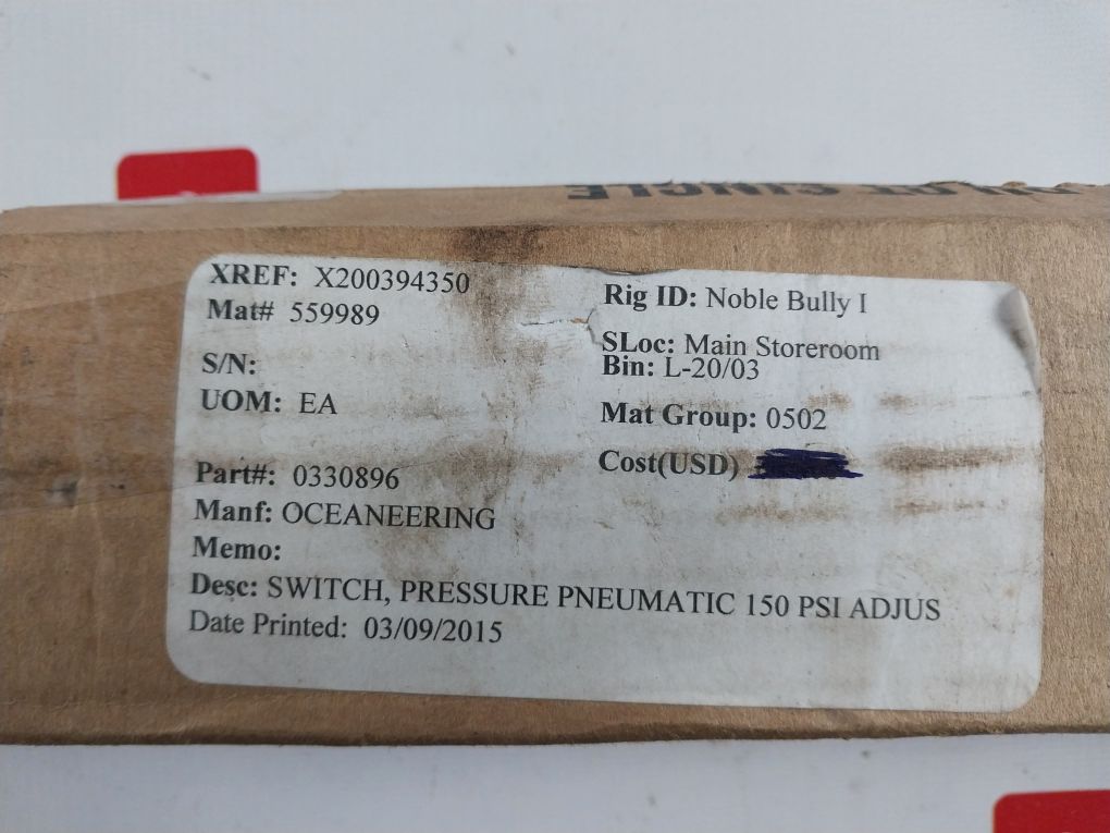 Ruelco/Oceaneering 4222-2B000 Ss-2 High Flow Pressure Switch