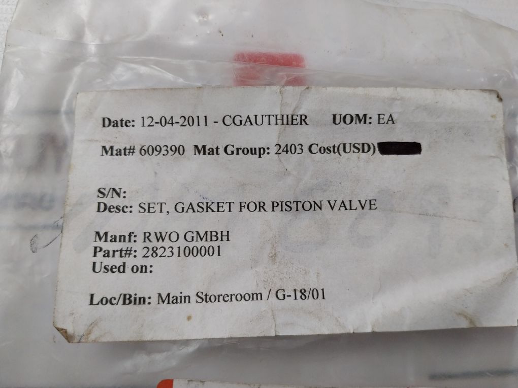 Rwo 2823100001 Gasket Set For Piston Valve 5936302501