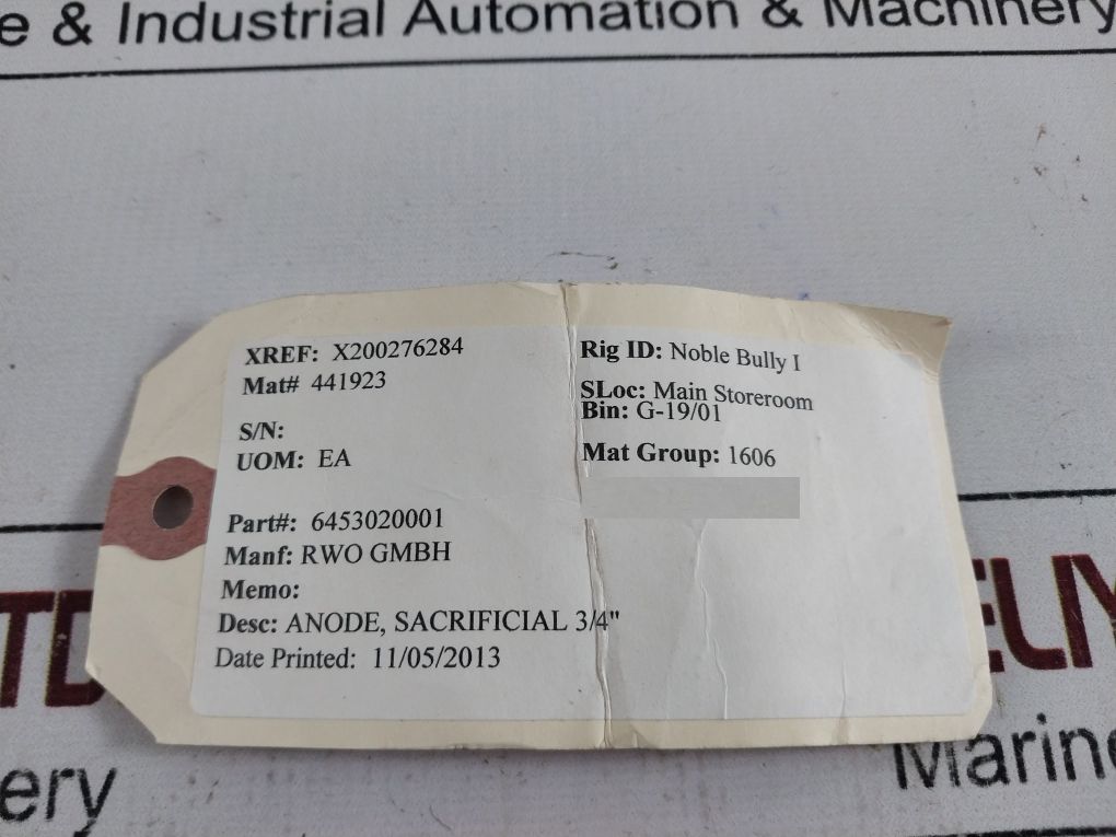 Rwo 6453020001 Sacrificial 3/4” Anode