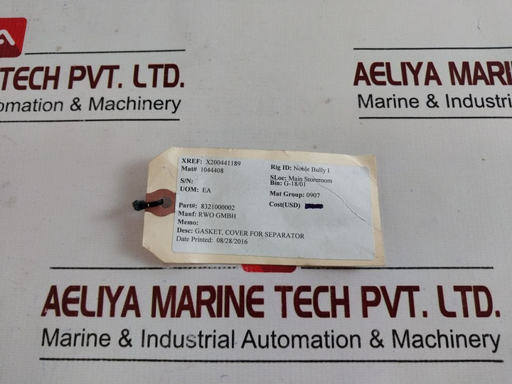 Rwo 8321000002 Gasket Cover For Separator