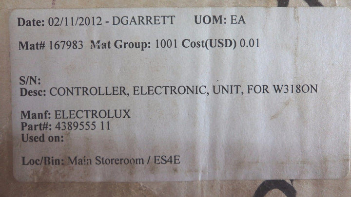 Electrolux 438955511 controller electronic unit