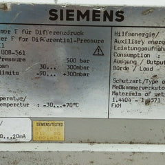 Siemens 7mf1104-2aa11-1be1 pressure transmitter