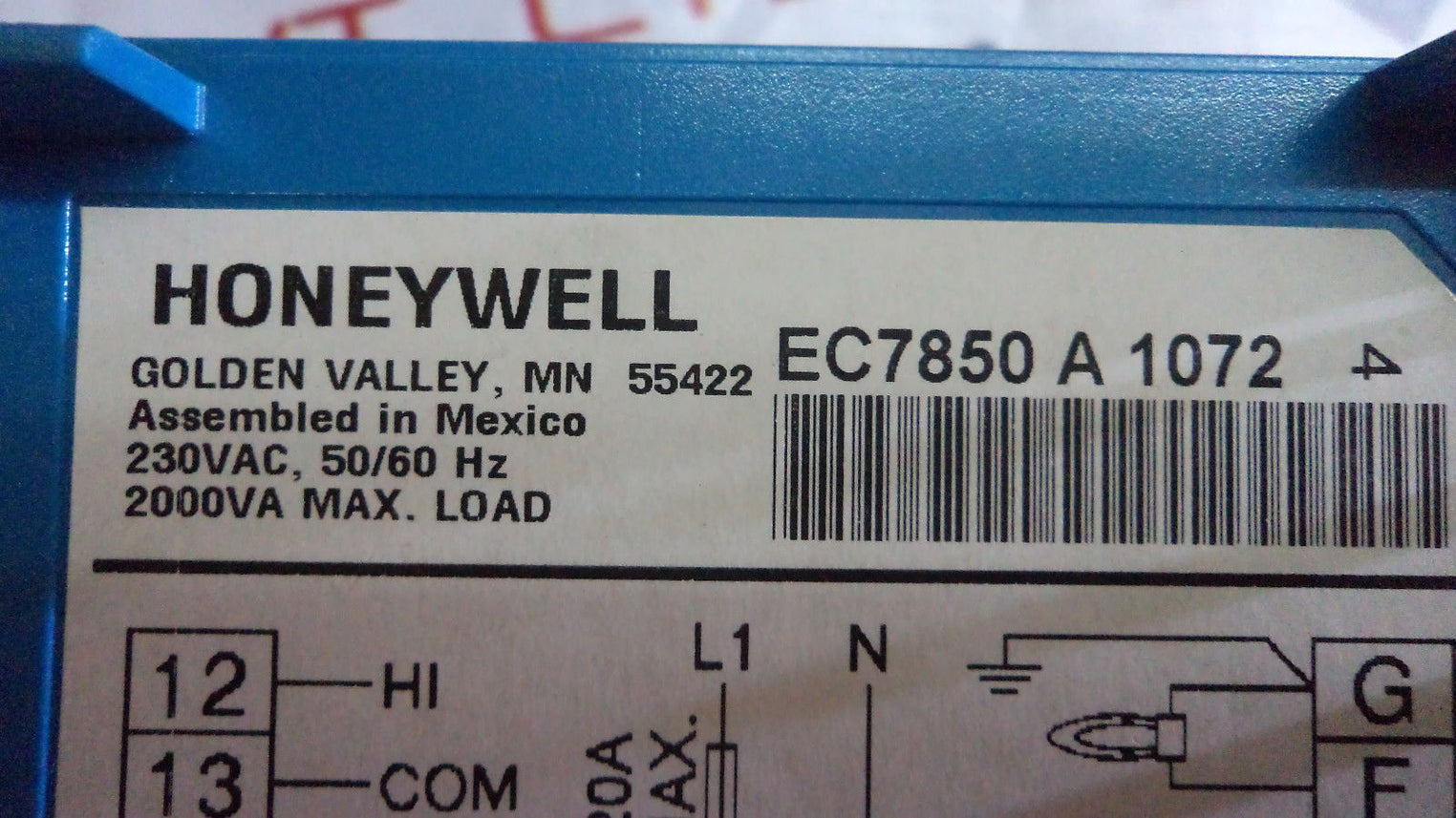 Honeywell 7800 series burner control ec7850 a 1072 