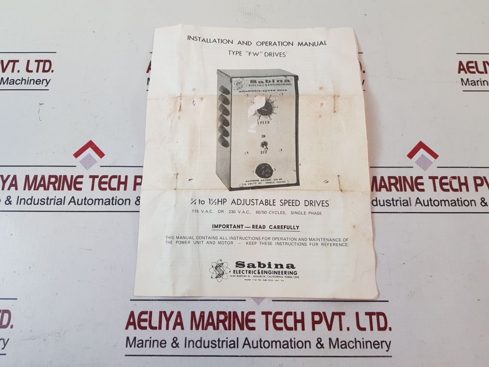 Sabina Fw2000B Sq Adjustable Speed Drive 2000-3