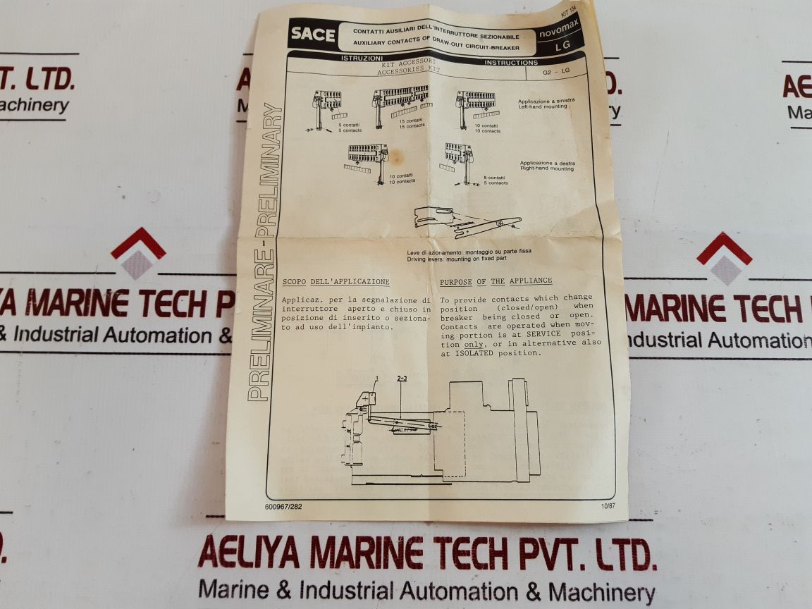 Sace Auxiliary Contacts Of Draw-out Circuit-breaker