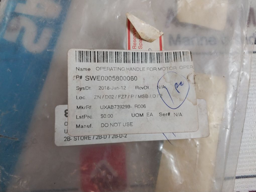 Sace Uxab739299-r006 Operating Handle For Motor