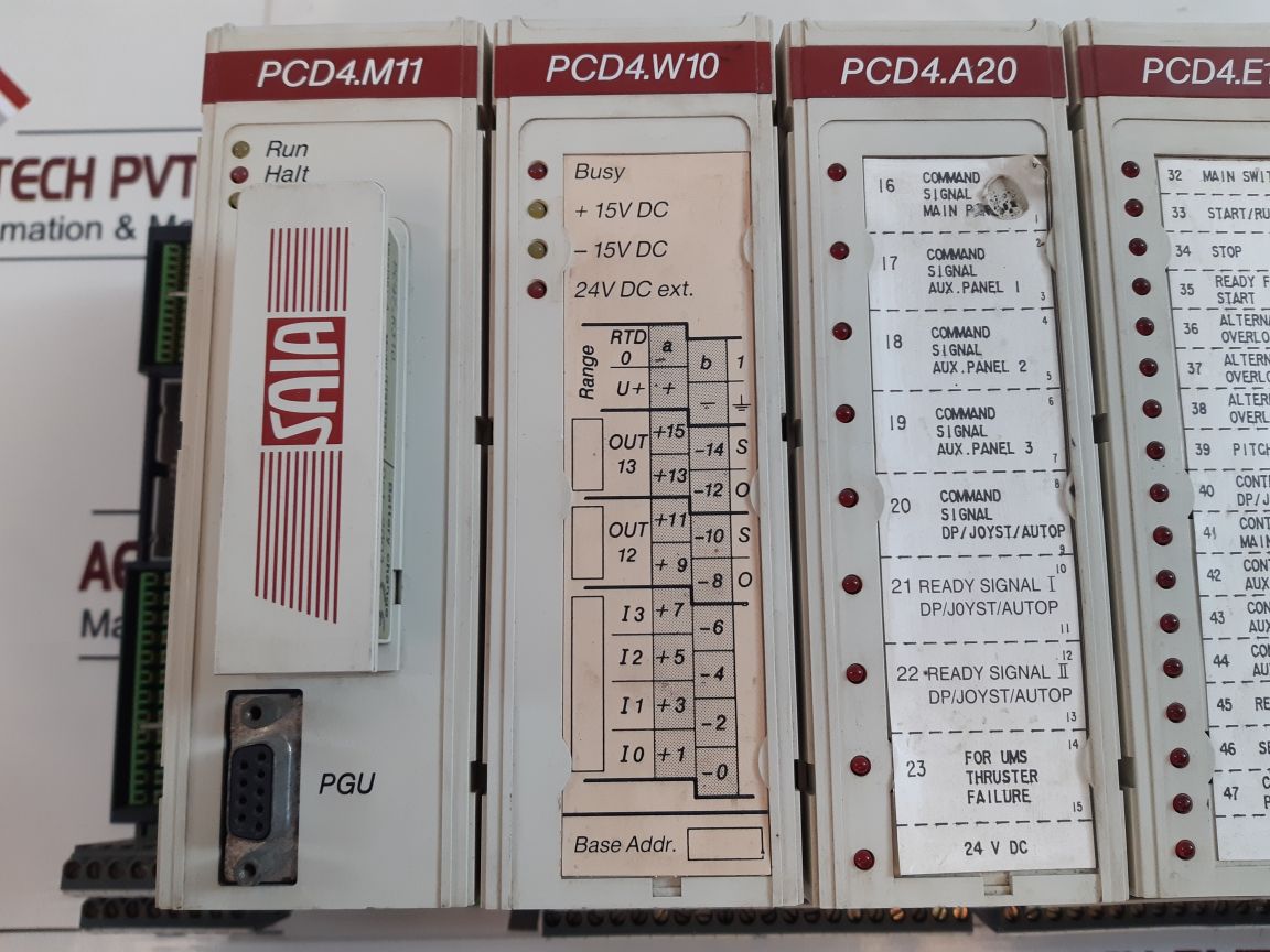 Saia pcd4.m110+pcd4.w10+pcd4.a20+pcd4.e11+pcd4.a40 processor module rack