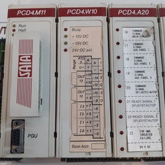 Saia pcd4.m110+pcd4.w10+pcd4.a20+pcd4.e11+pcd4.a40 processor module rack
