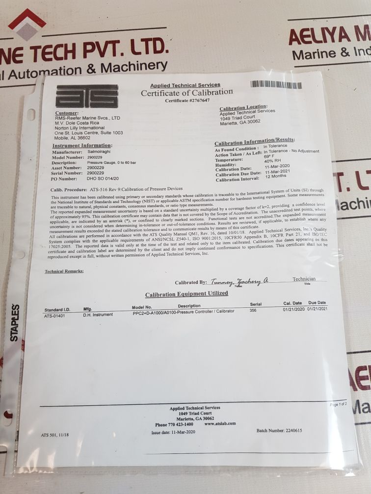 Salmoiraghi 0-60 Bar Pressure Gauge 2900229