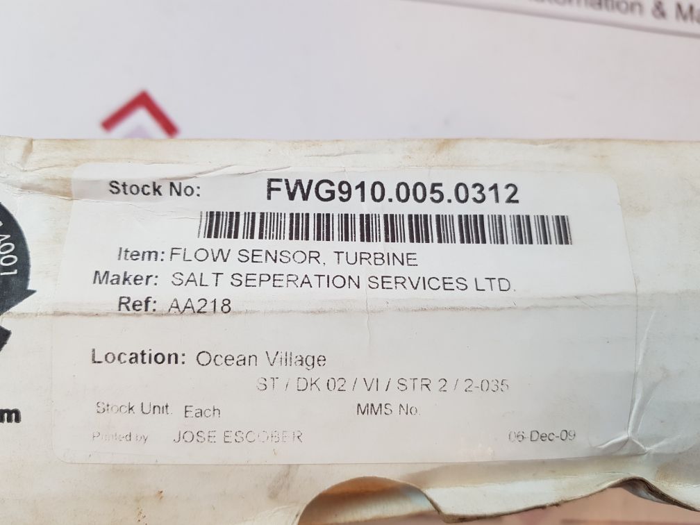 Salt Separation/George Fischer P51530-h0 Flow Sensor With Cable