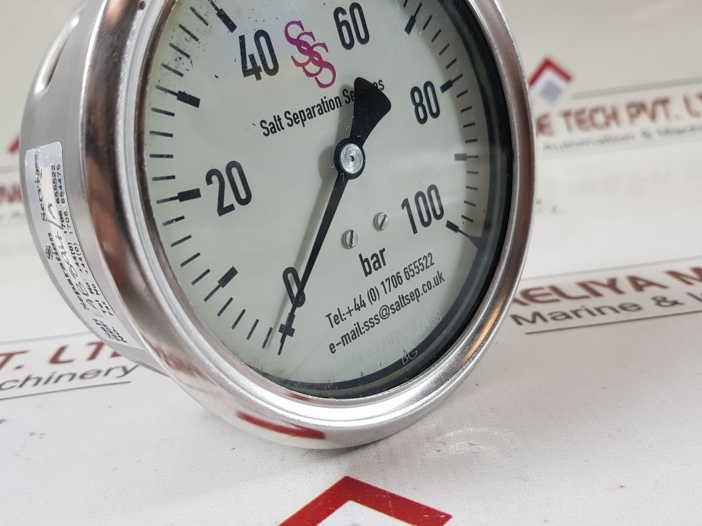 Salt separation pressure gauge 0 to 100 bar