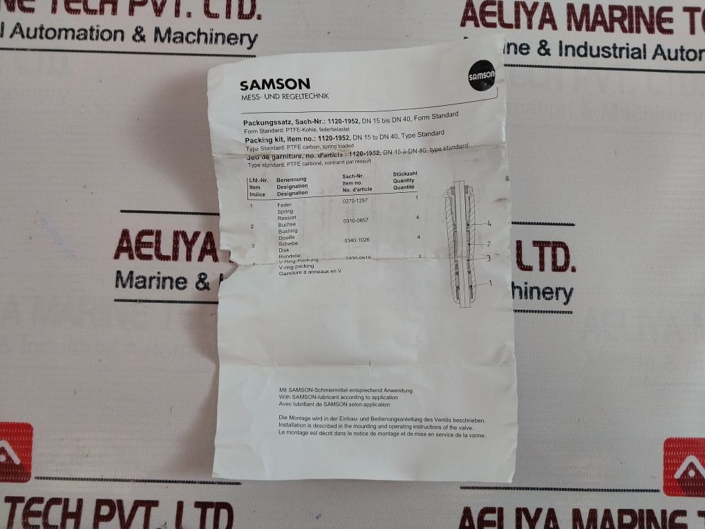 Samson 1120-1952 Ptfe V-ring Packing Set